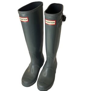 Hunter Women's Tall Gray Gloss Rain Boots Size 5‎ US / 36 EU